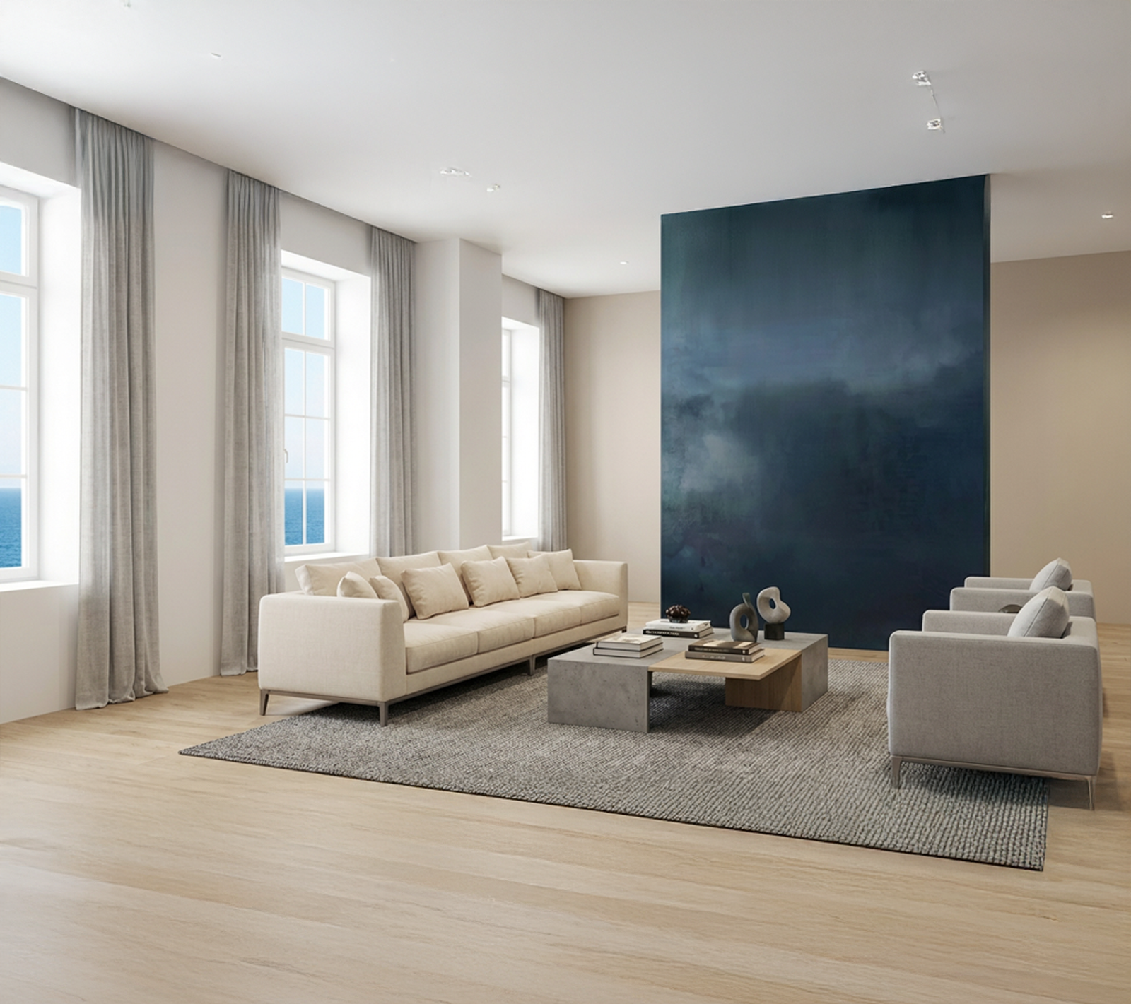 Restaurante con mural decorativo